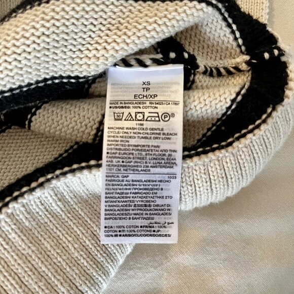 GAP Striped Crewneck Split-hem Cotton Sweater | Size XS - Picture 8 of 9